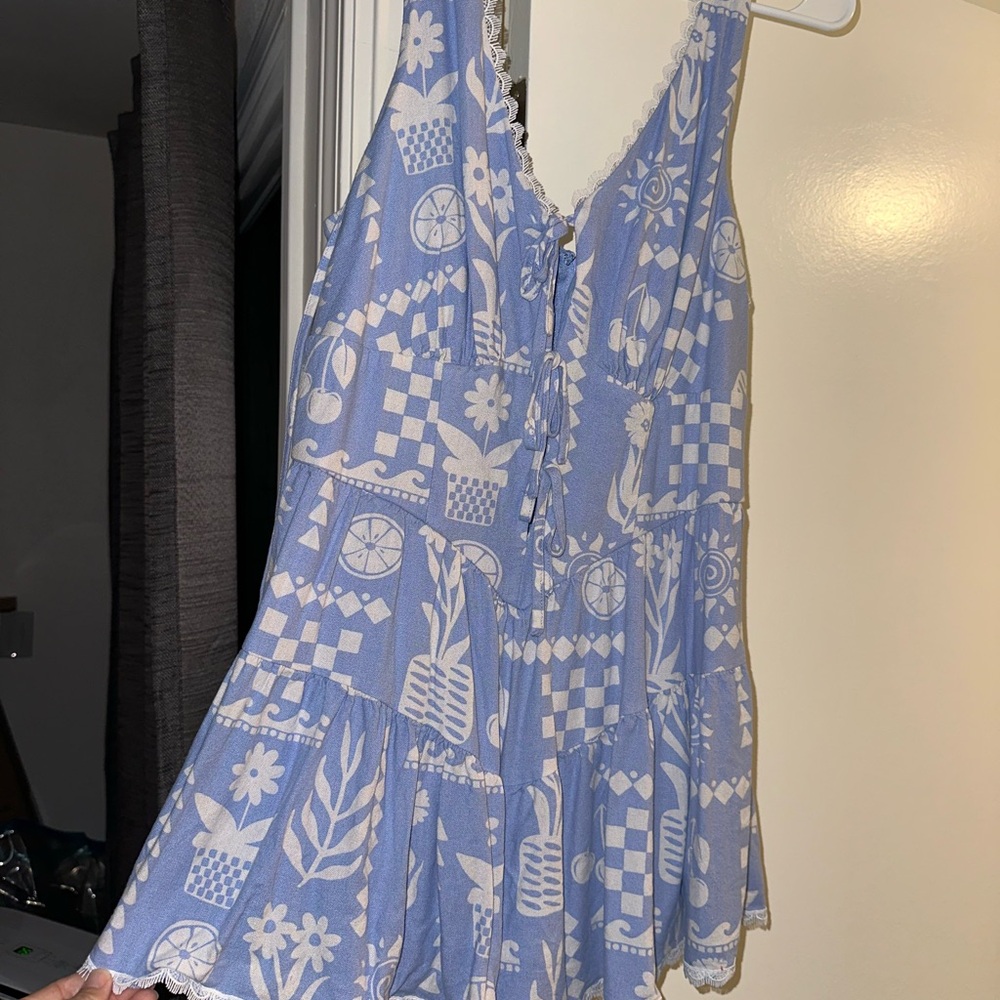 Blue and White Patterned Women’s RSQ romper